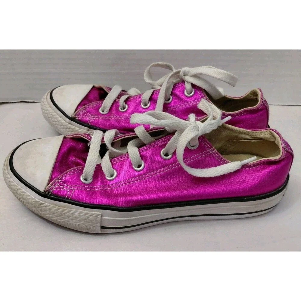 Converse All Star Youth 2 Low Top Pink Metallic Shimmer Sneakers